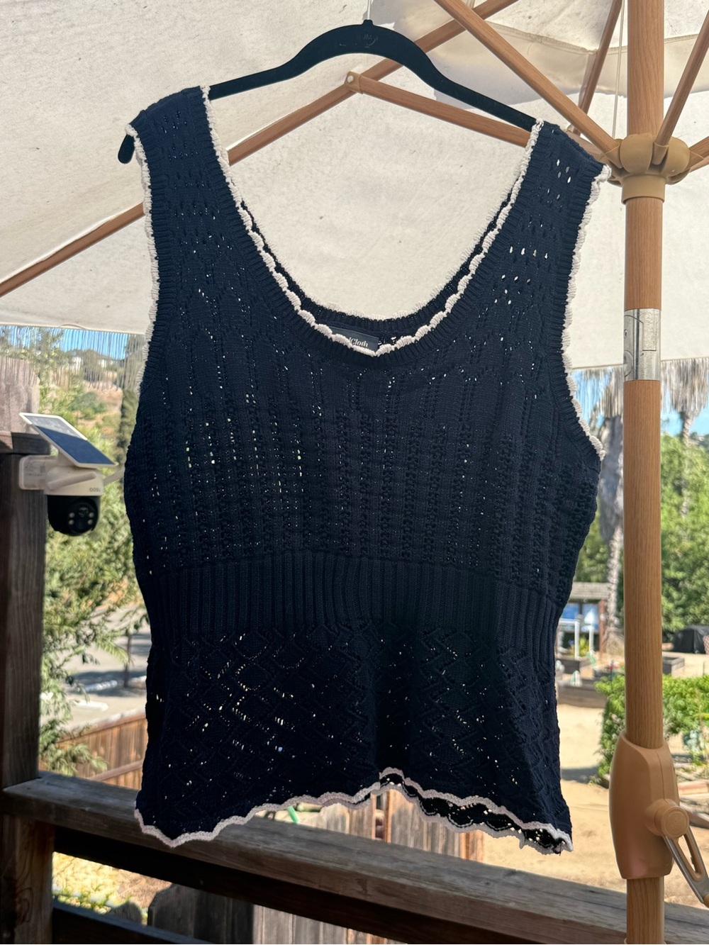 ModCloth Navy Crochet Knit Tank Top with White Trim - Picture 2 of 4